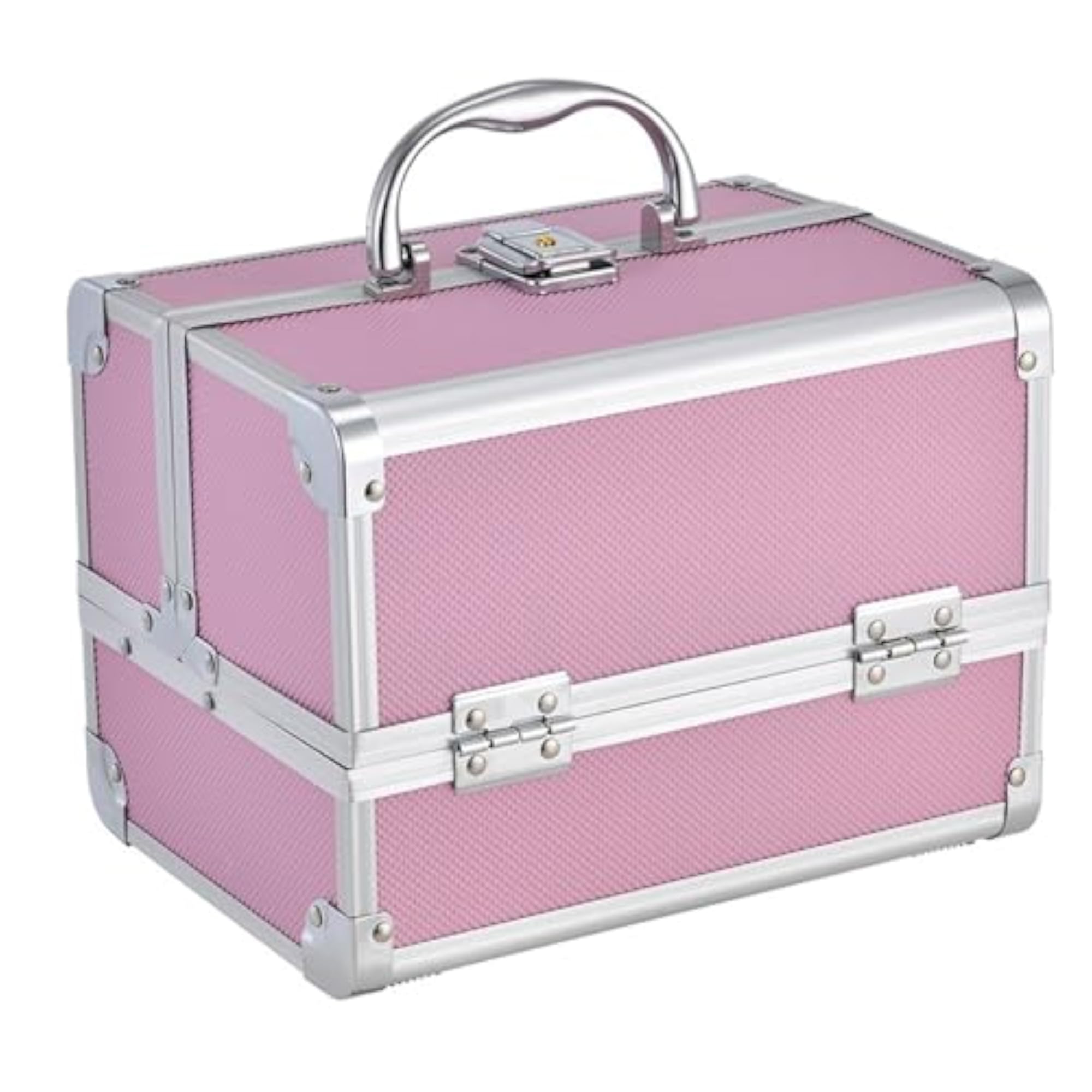 Portable Makeup Train Case with Mirror and Dividers